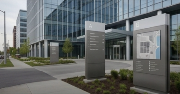 Custom exterior wayfinding and directory signs for a commercial office property