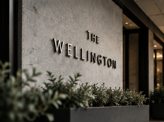 Custom dimensional letter signage mounted on a commercial building wall