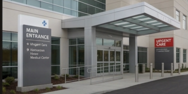 Custom directional and entrance signage for a healthcare facility