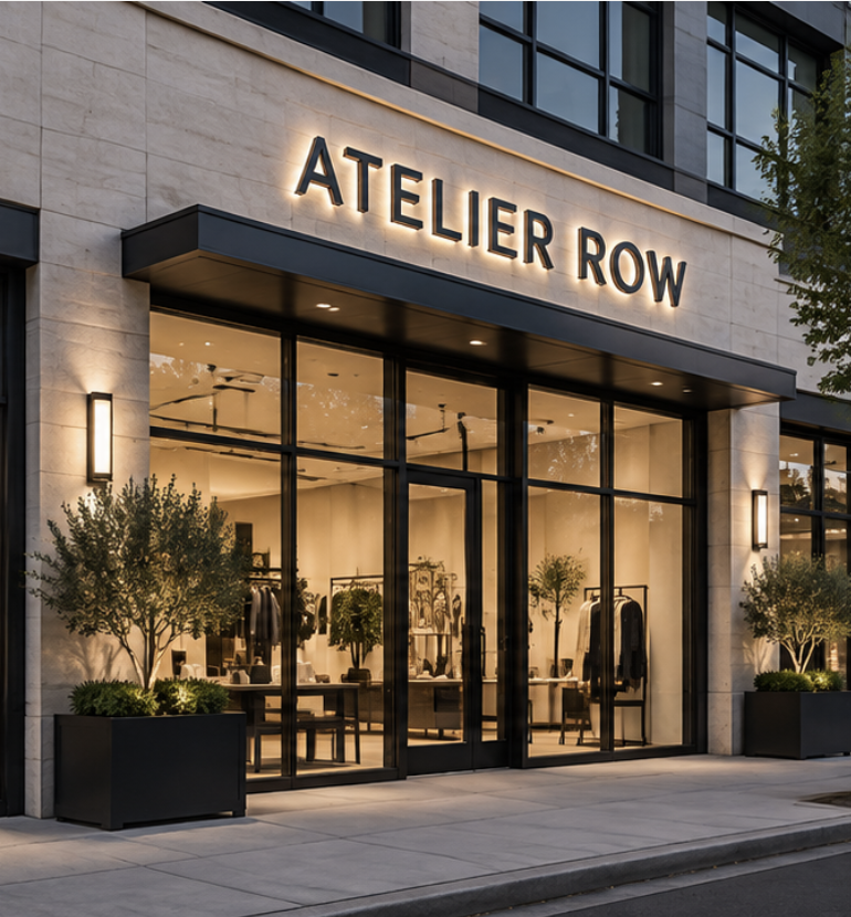Custom illuminated dimensional letter sign on a modern retail storefront
